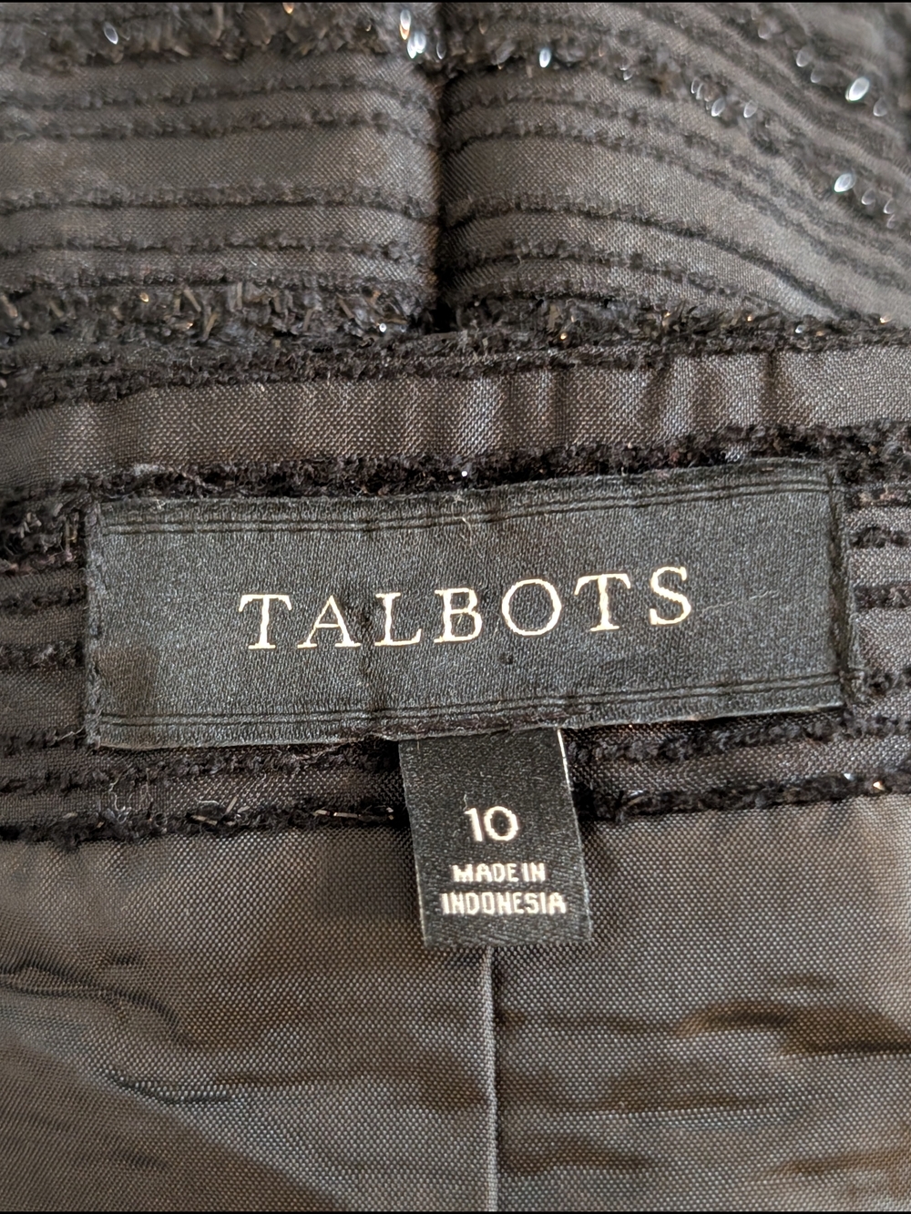 Talbot's Black Pleated Textured Shimmer A Line Knee Length Skirt - Picture 8 of 11